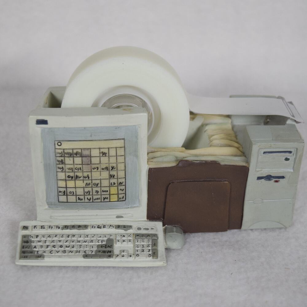 Figi Novelty Desk Tape Dispenser Vintage Computer Heavy Plastic Whimiscal